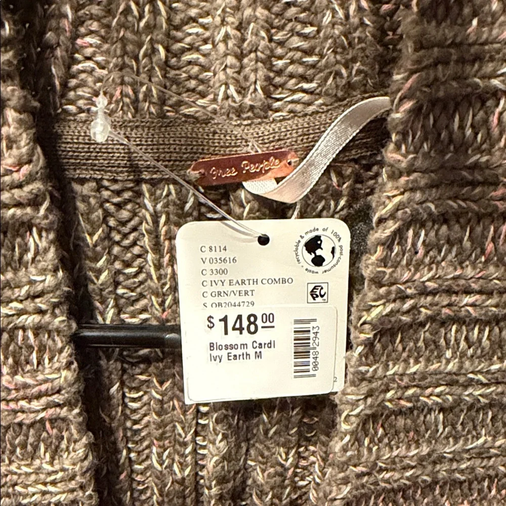 Free People Ribbed Open-Front Cardigan Sweater - Brown Heather - Picture 3 of 5